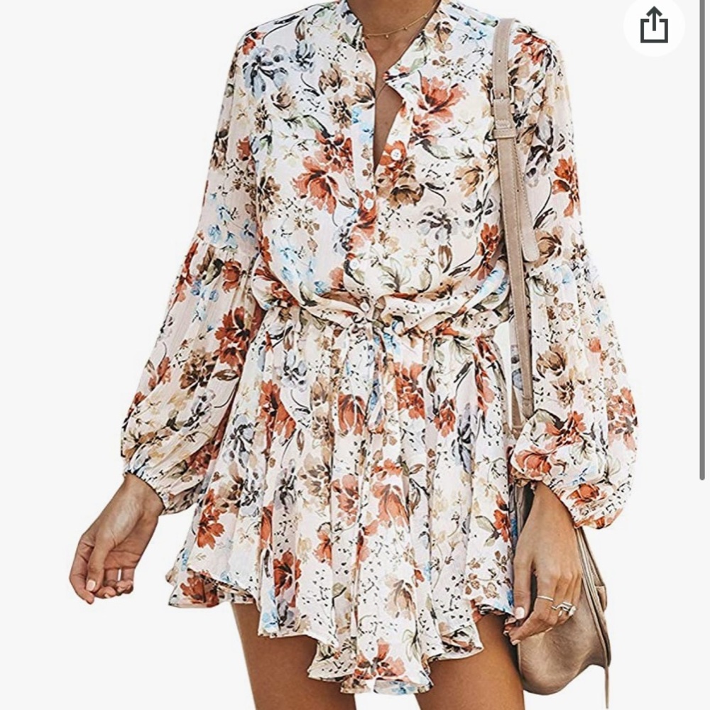 NWB - floral white boho dress